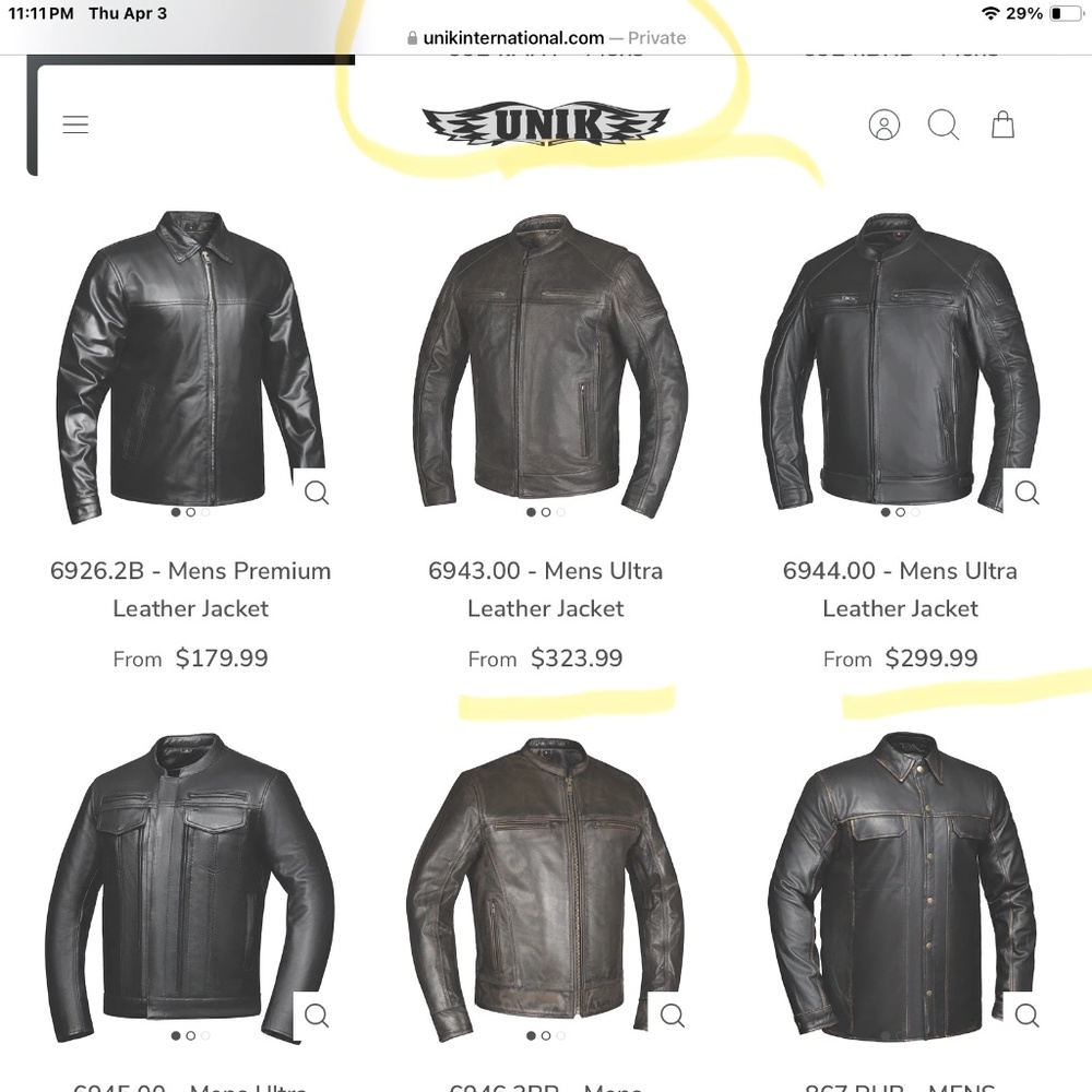 Motorcycle Leathers Different Brands UNIK is the coat!